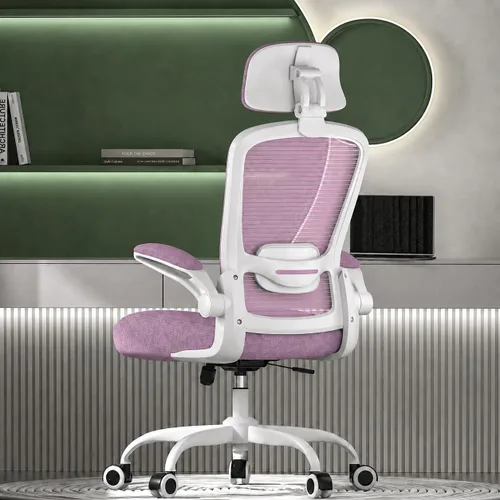 Mimoglad Silla de oficina, silla de escritorio ergonómica de respaldo alto con soporte lumbar ajustable y reposacabezas, silla giratoria con Orquídea