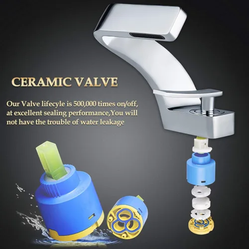 Miniatura 6 de BECOLA Grifo cromado para lavabo de baño, grifo de un solo orificio para lavabo de baño, latón macizo con dos mangueras estándar de 3/8 pulgadas