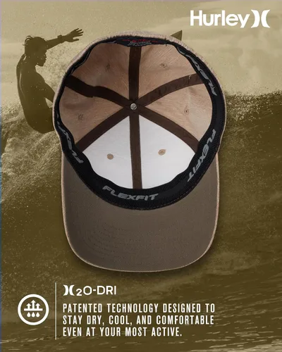 Miniatura 3 de Hurley Gorra de béisbol para hombre Flexfit Curve Bill Fitted Trucker Hat para hombre (S-XL)