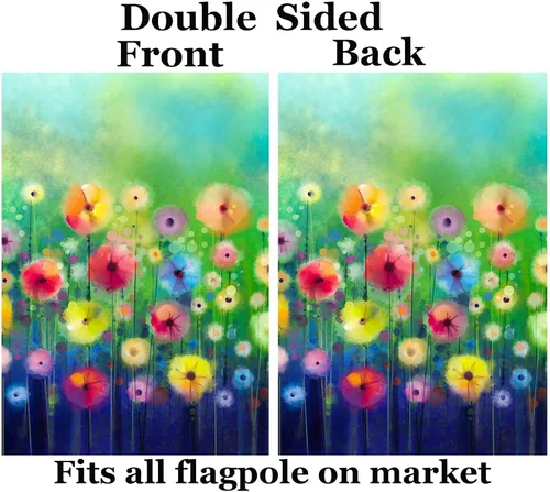 Miniatura 2 de Acuarela abstracta primavera verano temporada flores verdes pintura arte jardín patio bandera 12 x 18 pulgadas poliéster bandera bienvenida casa