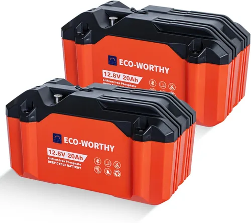 Miniatura 8 de ECO-WORTHY Batería de litio de 12 V, batería recargable de 20 Ah LiFePO4 de iones de litio de fosfato de ciclo profundo con protección BMS