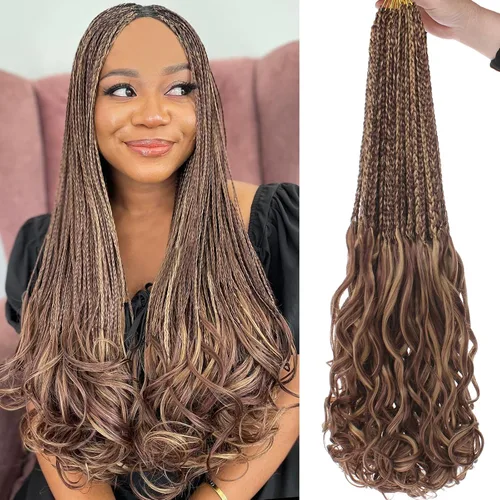 Miniatura 13 de COOKOO 10 pulgadas, 9 paquetes (135 hebras), trenzas de ganchillo rizadas francesas negras, trenzas de ganchillo negras con extremos ondulados