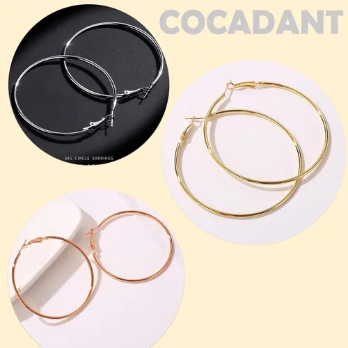 Miniatura 7 de Cocadant Big Gold Hoop Earrings for Women Girls,Dainty 14k Gold Hypoallergenic Rose Gold Silver Hoop Earrings with 925 Sterling Silver