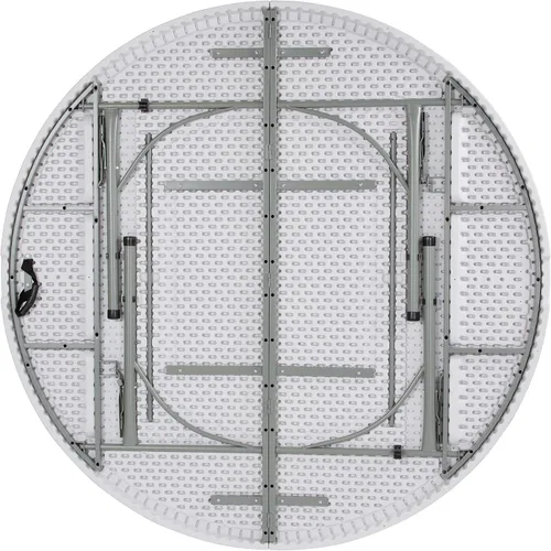 Miniatura 6 de BizChair Mesa plegable redonda de 6 pies de plástico blanco granito bi-Fold con mango