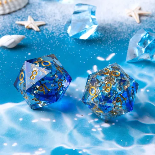 Miniatura 4 de Dados multifacéticos DND D20 individuales de resina con borde afilado de 20 caras D&D, poliédricos hechos a mano de 0.866 in para Calabozos