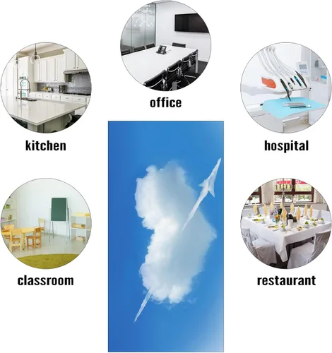 Miniatura 4 de Cubiertas de luz fluorescente para decoración de aula, cocina, oficina, azul cielo claro, flecha de corazón blanco, elimina el deslumbramiento