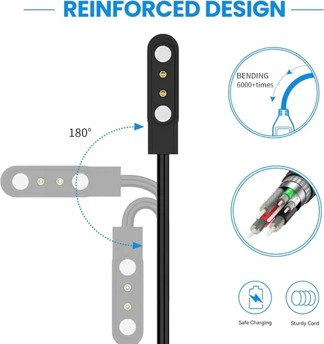 Miniatura 4 de Para reloj inteligente militar cargador K27 K28 K55 C20 C16 Smartwatch Cable de carga (negro y negro)