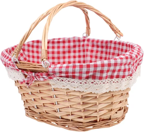 Cesta de picnic al aire libre, portátil, para verduras, con asa, contenedor de almacenamiento decorativo para fiestas, diseño de color natural para