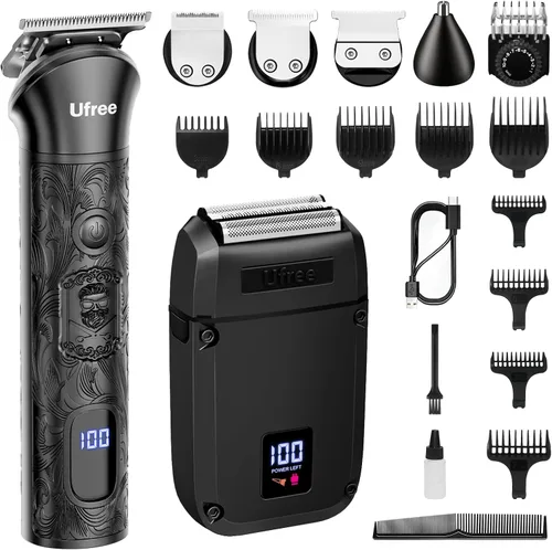Ufree Recortadora de barba para hombres, afeitadora eléctrica de lámina, afeitadoras para cuerpo, cara, nariz, oreja, recortadora de pelo
