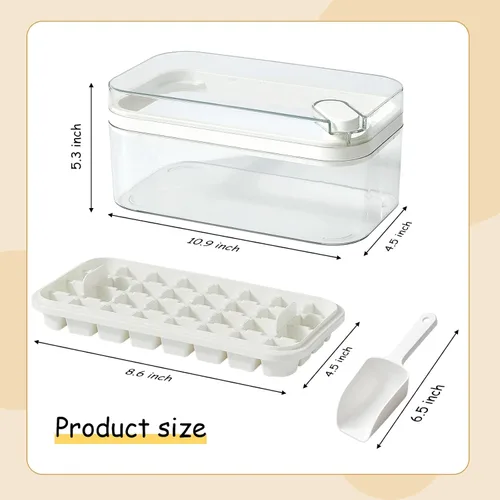Miniatura 3 de Bandeja para cubitos de hielo con tapa y contenedor, paquete de 2 bandejas de cubitos de hielo para congelador, molde para cubitos de hielo de 64