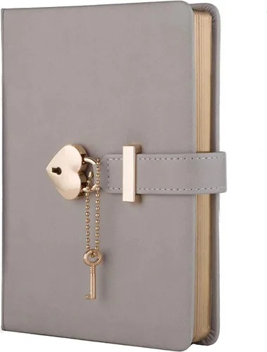 Miniatura 9 de Diario con cerradura en forma de corazón con llave, cubierta de cuero sintético, organizador personal, cuaderno secreto para niñas y mujeres