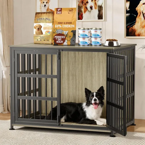 Miniatura 9 de Mueble Jaula para Perros de 46'' Jaula para Perros de Raza Grande Jaulas para Perros de Interior Jaulas para Perros de Madera Mesa Auxiliar Jaula
