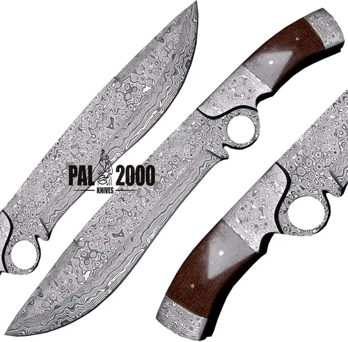 Miniatura 2 de PAL 2000 KNIVES Cuchillo Bowie de acero de Damasco hecho a mano de 13 pulgadas - Mango de micarta con refuerzos de acero de Damasco 1094