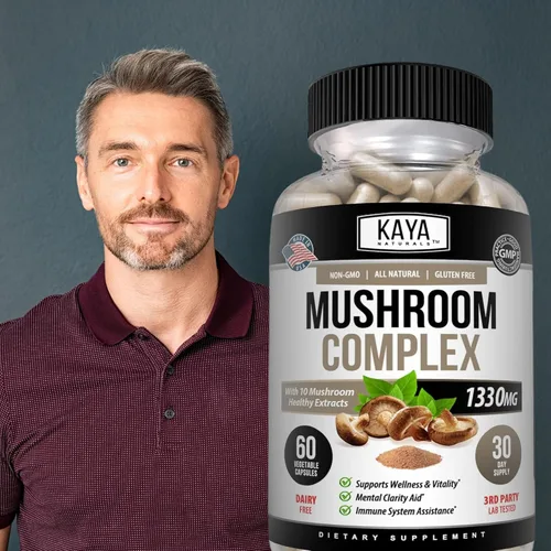 Miniatura 9 de Kaya Naturals Complejo de hongos premium potente, cápsulas complejas de hongos de 1330 mg por porción, ayuda a la claridad mental que apoya