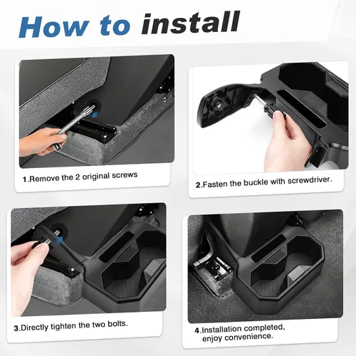 Miniatura 7 de Karltys Portavasos para asiento trasero de automóvil, bandeja organizadora de portavasos trasera fija con herramientas, accesorios interiores