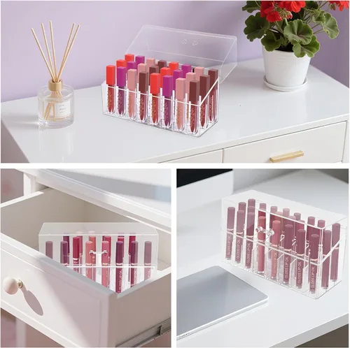 Miniatura 6 de Soporte acrílico para brillo de labios y organizador de perfumes Rollerball para soporte compacto de perfume de aceite esencial, cepillo