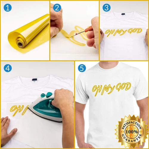 Miniatura 3 de HTV - Rollos de vinilo termotransferible dorado, 12 pulgadas por 8 pies, para planchar, DIY para camiseta, fácil de cortar y retirar para diseño