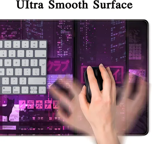 Miniatura 5 de Alfombrilla de mouse japonesa para juegos, color morado, XXL, extendida, anime, genial, grande, para teclado, mouse, alfombrilla de escritorio