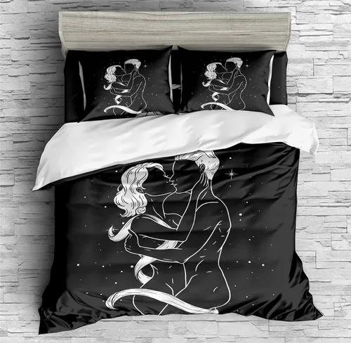 Miniatura 2 de REALIN Juego de ropa de cama para parejas apasionadas, divertido y cálido, juego de funda de edredón para niñas, niños, 2/3/4 piezas, fundas