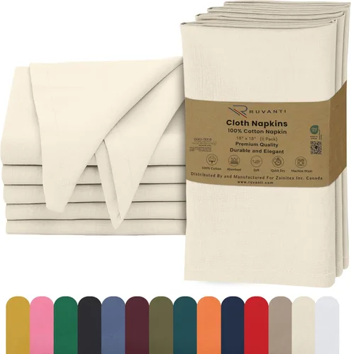 Miniatura 26 de Ruvanti - Servilletas de tela, paquete de 6, 45x45 centímetros, 100% algodón, lavables, suaves y absorbentes, perfectas para bodas, cenas de Belleza