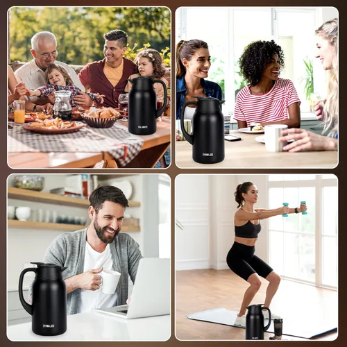 Miniatura 8 de Jarra de café de 68 onzas para mantener el calor, bebidas calientes de 12 horas y bebidas frías las 24 horas, olla aislada de acero inoxidable