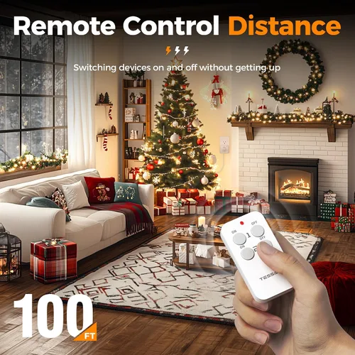 Miniatura 2 de TESSAN - Enchufe de salida con control remoto, kit de interruptor de luz inalámbrico TESSAN con rango RF de 100 pies, interruptor