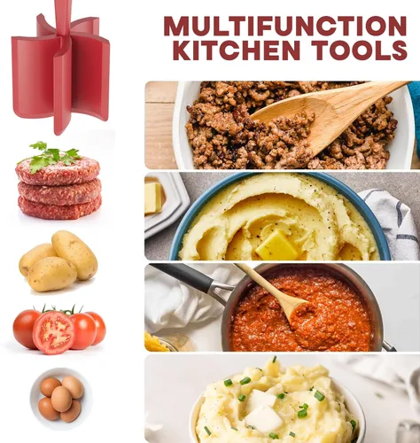 Miniatura 3 de Picador de carne, triturador de hamburguesas mejorado, triturador de carne resistente al calor prémium para carne molida, pavo molido y más, Rojo