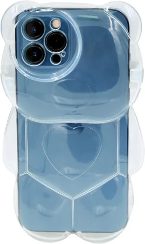 Miniatura 17 de Bear - Funda para teléfono compatible con el teléfono 11, bonita funda holográfica negra 3D con diseño de oso holográfico, a prueba de golpes, Kpop