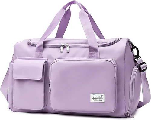 Suruid Bolsa de gimnasio deportiva con compartimento para zapatos, bolsa de viaje con bolsillo separado seco y húmedo para hombres y mujeres, bolsa