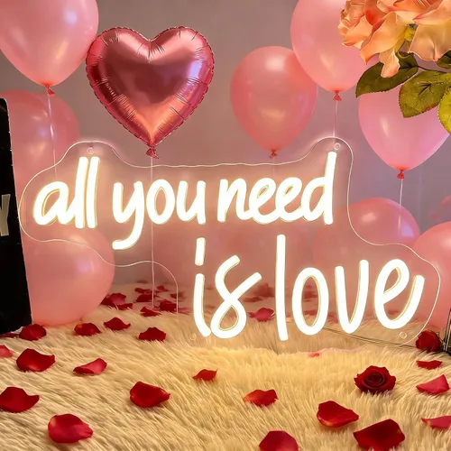 Miniatura 6 de Letrero de neón con texto en inglés «All You Need Is Love» de neón para boda, alimentado por USB, tres luces ajustables «All You Need Is Love»