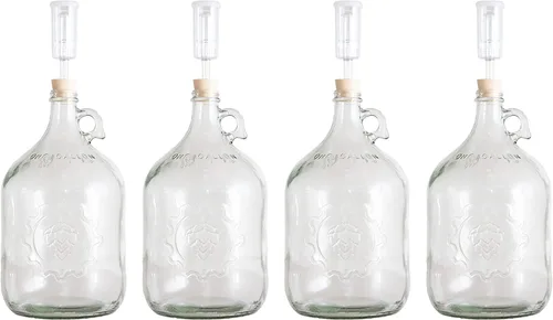 Miniatura 5 de Craft A Brew - Jarra de fermentación 1 paquete - Para elaboración casera - Incluye jarras fermentadoras de vidrio de 1 galón, esclusas y tapón
