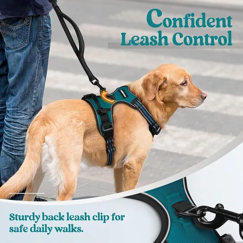 Miniatura 2 de Dog Harness, No Pull Large, Release on Neck, Front Back Clips Dog Vest Harness Reflective Adjustable Padded,for Outdoor Walking Training(L,Black)