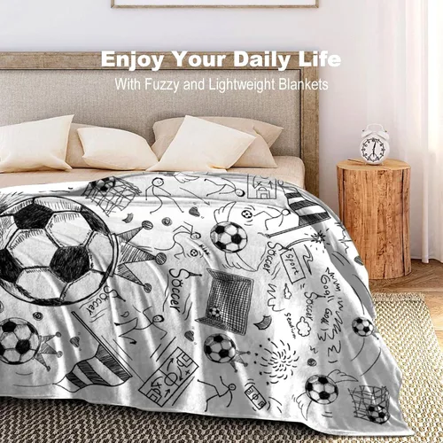 Miniatura 6 de Manta de fútbol para fanáticos del deporte, acogedoras mantas y mantas de fútbol de felpa única y divertida decoración temática de fútbol