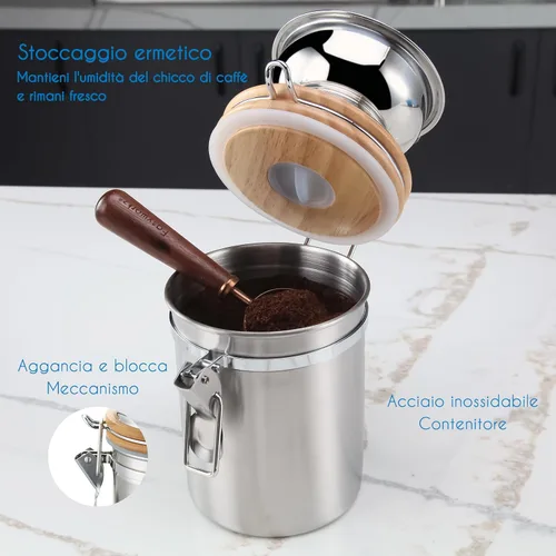 Miniatura 5 de Easyworkz Molinillo de café manual con recipiente hermético,Ajuste ajustable,Herramienta de molino de grano de café de rebabas de acero inoxidable
