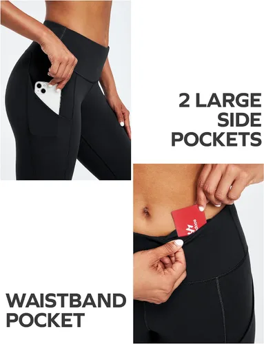 Miniatura 3 de Ewedoos - Leggings con bolsillos para mujer, de talle alto, pantalones de yoga, pantalones de entrenamiento, con levantamiento de glúteos