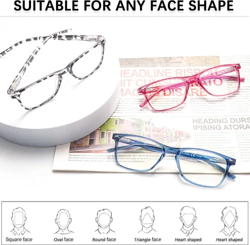 Miniatura 6 de Paquete de 3 Gafas de Lectura Progresivas Multifoco para Hombres y Mujeres con Bloqueo de Luz Azul, Bisagras de Resorte, Lectores de Computadora
