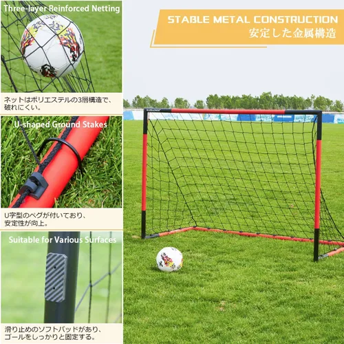 Miniatura 3 de KAIHAOWIN Portería de fútbol 3'x2.5' 6'x4' 8'x6' 10'x6.6' - Portería con marco de acero para todo clima, red de fútbol de montaje rápido - Porterías