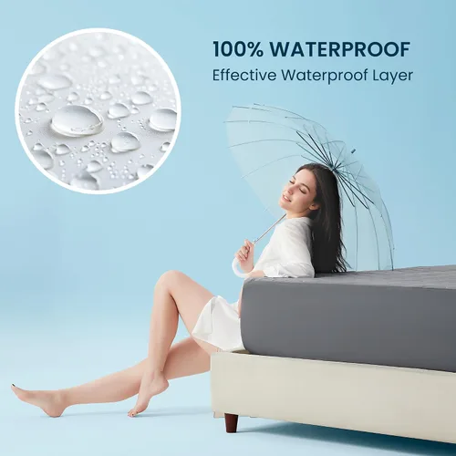 Miniatura 4 de Sleep Zone Protector de colchón refrescante individual, almohadilla de ropa de cama impermeable para personas que duermen con calor, cubrecolchón