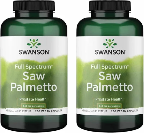 Swanson Saw Palmetto Suplemento de hierbas de espectro completo para hombres que buscan apoyo para la salud de próstata, cabello y urinaria, 540 mg