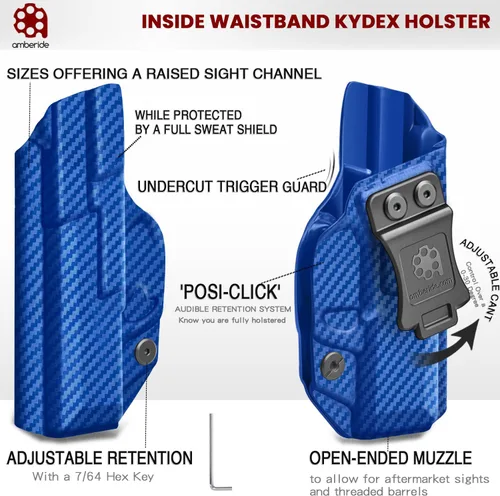 Miniatura 5 de Amberide Sig P365 XMacro IWB Holster, Kydex-Boltaron dentro de la cintura para P365 XMacro 0.354 in, extracción rápida, retención segura, 0-30° Cant