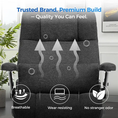 Miniatura 8 de Silla de oficina grande y alta de 600 libras, asiento extra ancho, masaje 3D y calor, silla de oficina con resistencia para personas, brazos