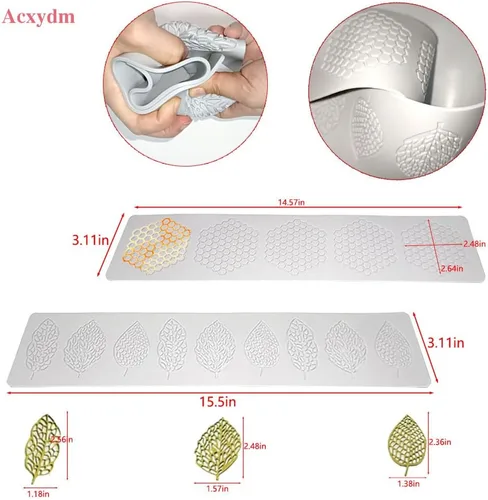 Miniatura 6 de 5 moldes de hojas de silicona, moldes de silicona para hornear Acxydm Tuile, juego de moldes de chocolate para fondant con molde de hojas de Molde