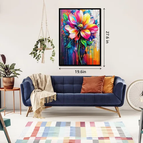 Miniatura 5 de Rompecabezas de 1000 piezas de flores arcoíris para adultos, rompecabezas de arte floral natural, rompecabezas de plantas degradadas coloridas como