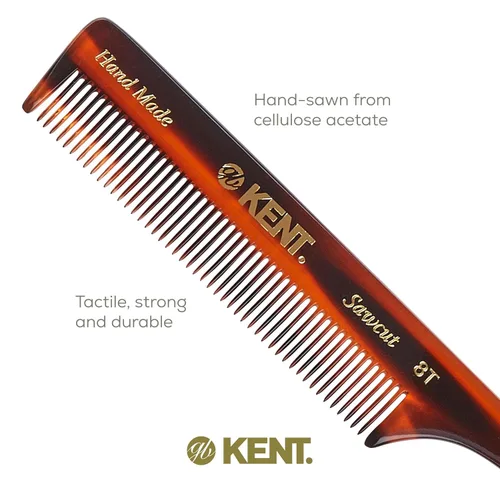 Miniatura 5 de Kent Peines de cola de rata 8T para peinar y seccionar, peine de dientes finos hechos a mano para trenzar el cabello y peinar para mujeres, corte