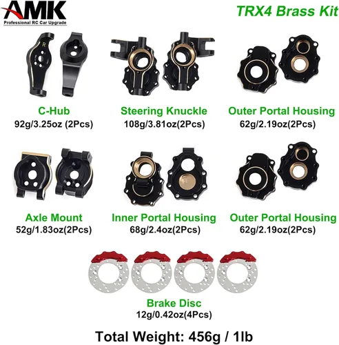 Miniatura 2 de AMK TRX4 - Carcasa de eje portal de latón con revestimiento negro para 1/10 RC Crawler TRX6 TRX-4 Bronco Defender Upgrade (juego 8 en 1 para TRX4)