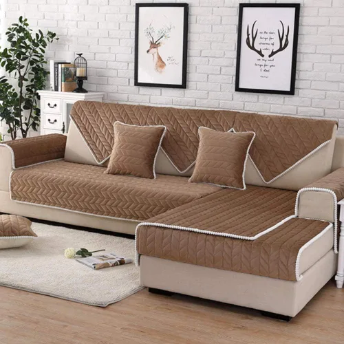 Miniatura 9 de Funda de sofá de tela, funda de sofá seccional para mascotas y perros, protector de muebles de sala de estar, acolchado transpirable, funda de sofá