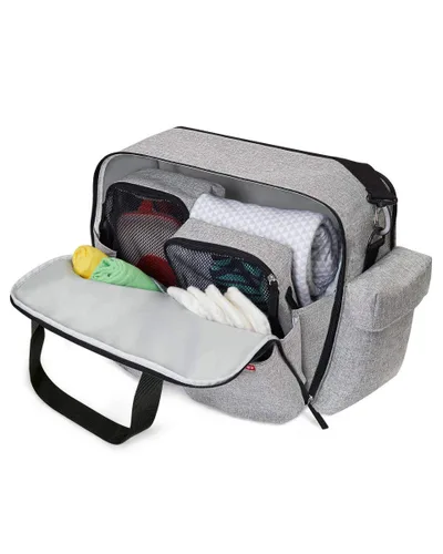Miniatura 6 de Skip Hop Bolsa de pañales: icónico Duo Weekender, capacidad extra grande con cambiador y accesorio para cochecito, mezcla gris