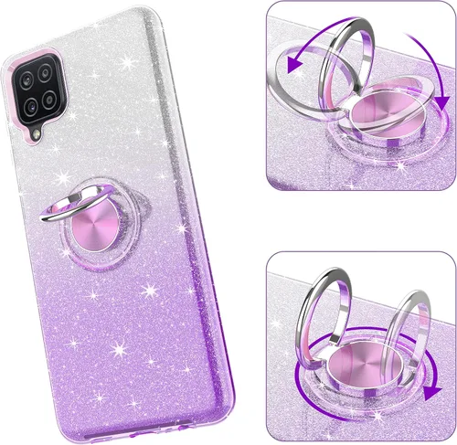 Miniatura 5 de TJS Funda compatible con Samsung Galaxy A54 5G, con protector de pantalla de vidrio templado, anillo de metal, soporte magnético, tono brillante