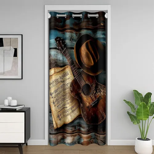 Miniatura 35 de Castle Fairy Cowboy Boots Door Curtain for Doorways Privacy Bohemia Musical Guitar Doorway Curtain Western Rustic Cowgirl All Season Blackout