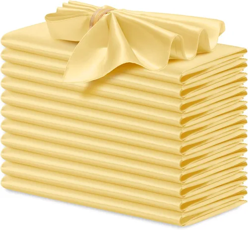 Miniatura 37 de P Pothuiny 12 servilletas de satén de color beige sedoso de 17 x 17 pulgadas, servilletas cuadradas lisas de tela de satén, servilletas de mesa